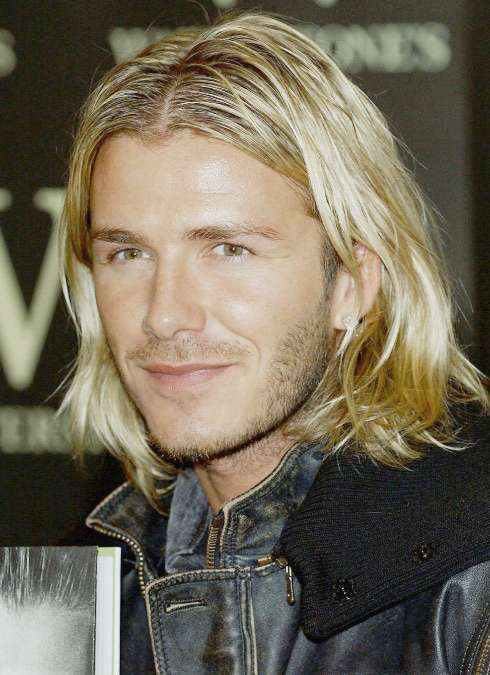 David Beckham with long blond hair